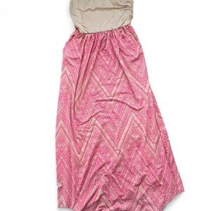 Elegant Pink Chevron Maxi Dress